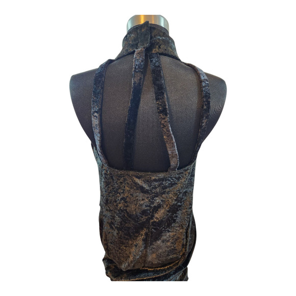 Carabella sz med dress crushed velvet halter sleeveless strappy gothcore keyhole - Picture 8 of 10